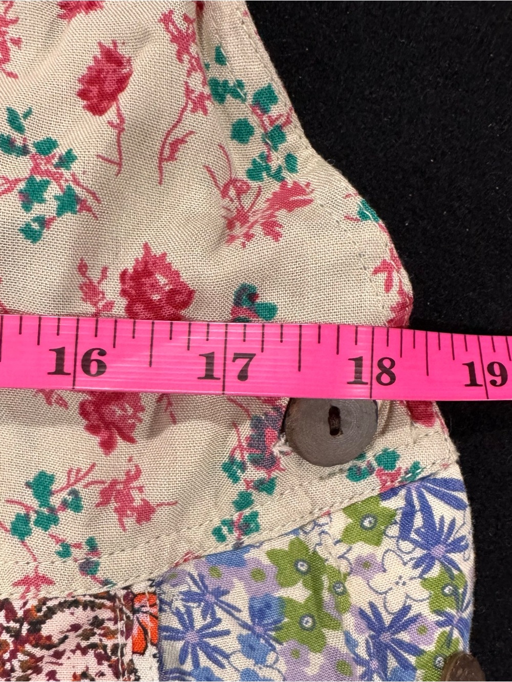Blue Sky Patchwork Floral Overalls Shorts - Picture 11 of 13